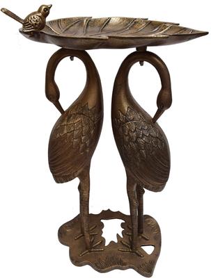 Show full view: Oakland Living Handmade Metal Crane Lily Bird Bath, Antique Bronze slide 2 of 7