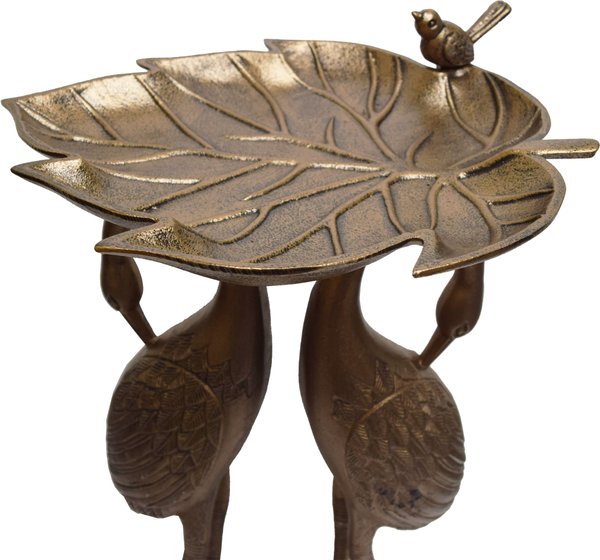 Show full view: Oakland Living Handmade Metal Crane Lily Bird Bath, Antique Bronze slide 3 of 7