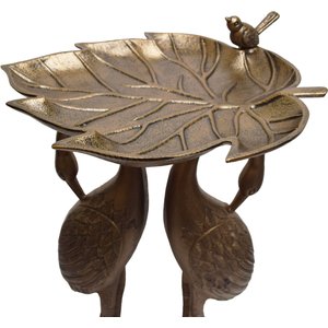 Oakland Living Handmade Metal Crane Lily Bird Bath, Antique Bronze
