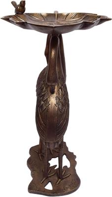 Show full view: Oakland Living Handmade Metal Crane Lily Bird Bath, Antique Bronze slide 4 of 7