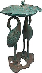 Oakland Living Handmade Metal Crane Lily Bird Bath, Antique Copper slide 2 of 6