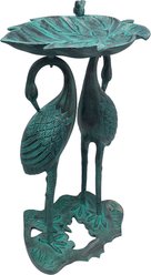 Oakland Living Handmade Metal Crane Lily Bird Bath, Black Patina slide 2 of 5