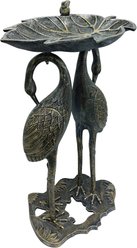 Oakland Living Handmade Metal Crane Lily Bird Bath, Pewter slide 2 of 6