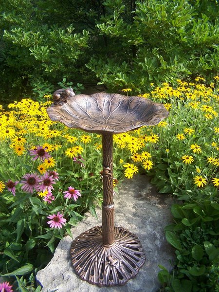 Show full view: Oakland Living Handmade Metal Frog Bird Bath, Antique Bronze slide 1 of 7