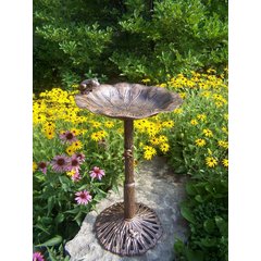Oakland Living Handmade Metal Frog Bird Bath, Antique Bronze