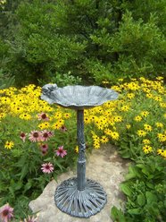 Oakland Living Handmade Metal Frog Bird Bath, Verdi Grey