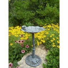 Oakland Living Handmade Metal Frog Bird Bath, Verdi Grey