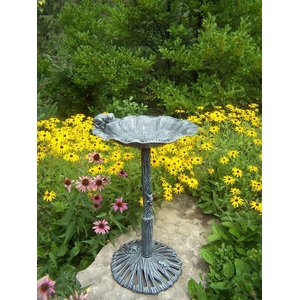 Oakland Living Handmade Metal Frog Bird Bath, Verdi Grey