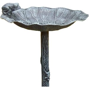 Oakland Living Handmade Metal Frog Bird Bath, Verdi Grey