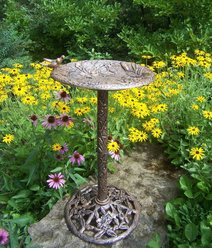 Oakland Living Handmade Metal Hummingbird Bird Bath, Antique Bronze