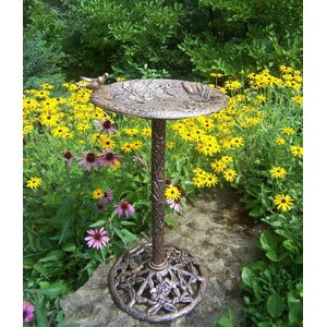 Oakland Living Handmade Metal Hummingbird Bird Bath, Antique Bronze