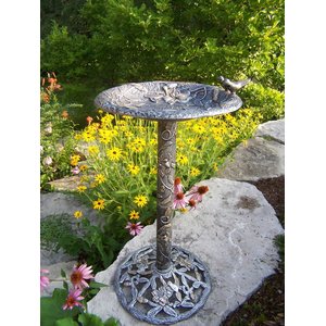 Oakland Living Handmade Metal Hummingbird Bird Bath, Antique Pewter