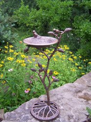 Oakland Living Handmade Metal Meadow Bird Bath, Antique Bronze