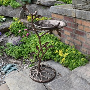 Oakland Living Handmade Metal Meadow Bird Bath, Antique Bronze