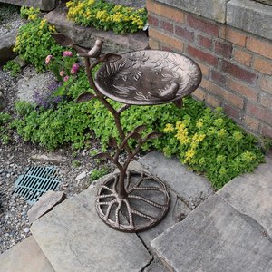 Oakland Living Handmade Metal Meadow Bird Bath, Antique Bronze