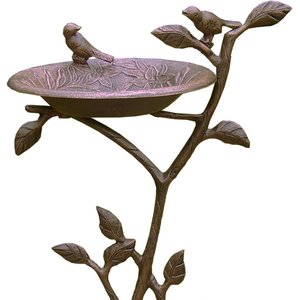 Oakland Living Handmade Metal Meadow Bird Bath, Antique Bronze