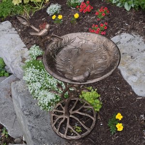 Oakland Living Handmade Metal Meadow Bird Bath, Antique Bronze