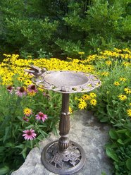 Oakland Living Handmade Metal Rose Bird Bath, Antique Bronze