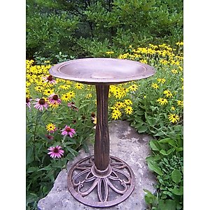 Oakland Living Handmade Metal Upland Bird Bath, Antique Bronze