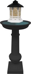 Oakland Living Modern Round Cast Bird Bath & Feeder Combo, Black, 40-in