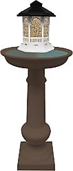 Oakland Living Modern Round Cast Bird Bath & Feeder Combo, Brown, 40-in