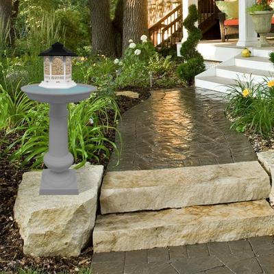 Show full view: Oakland Living Modern Round Cast Bird Bath & Feeder Combo, Grey, 40-in slide 3 of 6