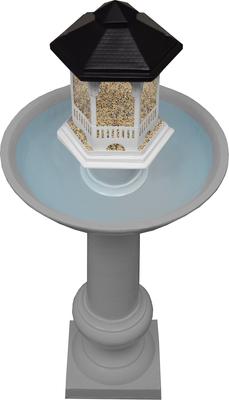 Show full view: Oakland Living Modern Round Cast Bird Bath & Feeder Combo, Grey, 40-in slide 4 of 6