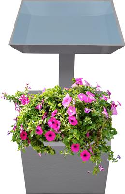 Show full view: Oakland Living Modern Square Cast Bird Bath & Planter Vase Combo, Grey, 35-in slide 4 of 9