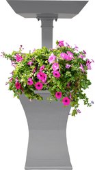 Oakland Living Modern Square Cast Bird Bath & Planter Vase Combo, Grey, 40-in