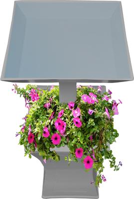 Show full view: Oakland Living Modern Square Cast Bird Bath & Planter Vase Combo, Grey, 40-in slide 4 of 8