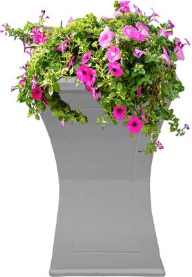 Show full view: Oakland Living Modern Square Cast Bird Bath & Planter Vase Combo, Grey, 40-in slide 6 of 8