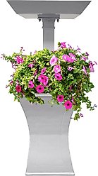 Oakland Living Modern Square Cast Bird Bath & Planter Vase Combo, White, 40-in