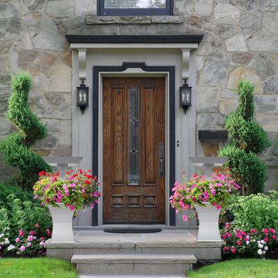 Show full view: Oakland Living Modern Square Cast Bird Bath & Planter Vase Combo, White, 40-in slide 2 of 8