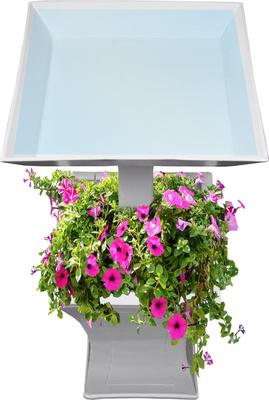 Show full view: Oakland Living Modern Square Cast Bird Bath & Planter Vase Combo, White, 40-in slide 4 of 8