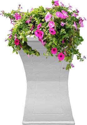 Show full view: Oakland Living Modern Square Cast Bird Bath & Planter Vase Combo, White, 40-in slide 6 of 8