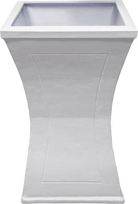 Show full view: Oakland Living Modern Square Cast Bird Bath & Planter Vase Combo, White, 40-in slide 7 of 8