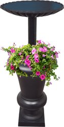 Oakland Living Ornate Round Cast Bird Bath & Planter Vase Combo, Black, 40-in