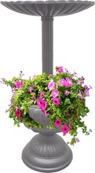 Oakland Living Ornate Round Cast Bird Bath & Planter Vase Combo, Grey, 35-in
