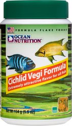 Ocean Nutrition Cichlid Vegi Flake Fish Food, 5.5-oz jar