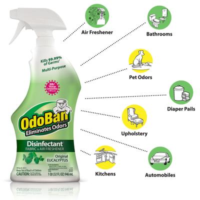 Show full view: OdoBan Disinfectant Fabric & Air Freshener Spray, Eucalyptus Scent, 32-fl oz bottle slide 3 of 9