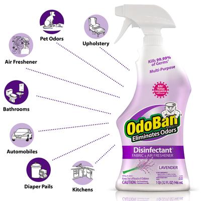 Show full view: OdoBan Disinfectant Fabric & Air Freshener Spray, Lavender Scent, 32-fl oz bottle slide 3 of 9