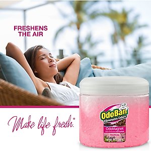 OdoBan OdoMagnet Odor Eliminator Tropical Gel Crystals Deodorizer, 14-oz jar