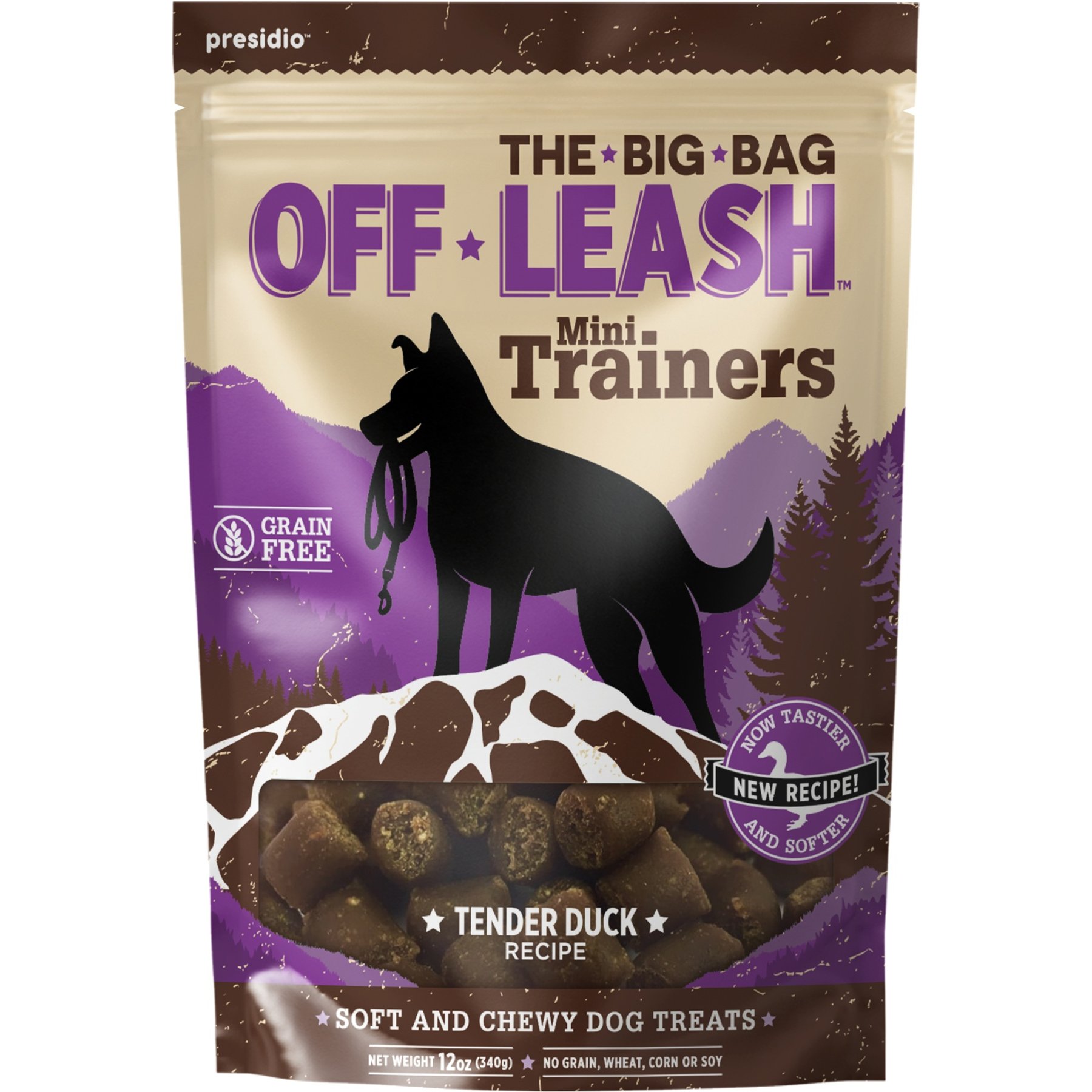Earthly Off Leash Mini Trainers Tender Duck Soft & Chewy Dog Treats, 12-oz pouch