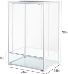 OiiBO 2-in-1 Glass Screen & Mesh Ventilation Double Hinge Door Reptile Terrarium, Large, 55-gal, White slide 2 of 9