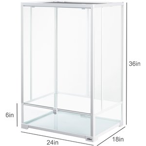 OiiBO 2-in-1 Glass Screen & Mesh Ventilation Double Hinge Door Reptile Terrarium, Large, 55-gal, White