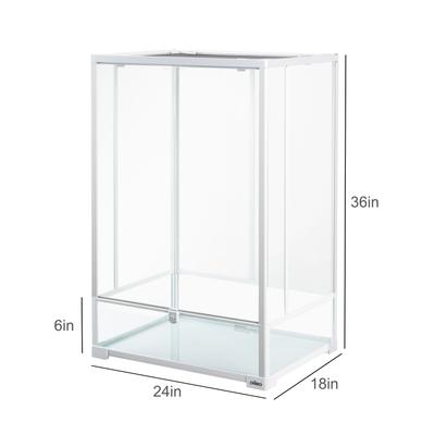 Show full view: OiiBO 2-in-1 Glass Screen & Mesh Ventilation Double Hinge Door Reptile Terrarium, Large, 55-gal, White slide 2 of 11