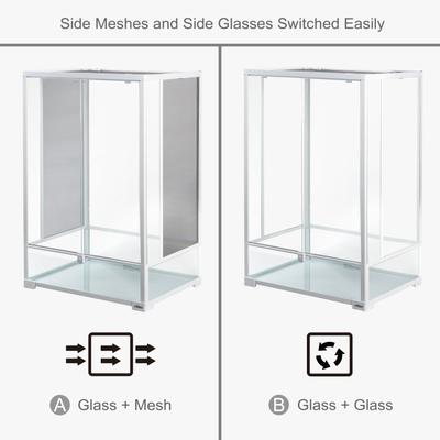 Show full view: OiiBO 2-in-1 Glass Screen & Mesh Ventilation Double Hinge Door Reptile Terrarium, Large, 55-gal, White slide 3 of 11