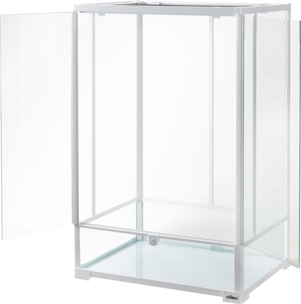 OiiBO 2-in-1 Glass Screen & Mesh Ventilation Double Hinge Door Reptile Terrarium, Large, 55-gal