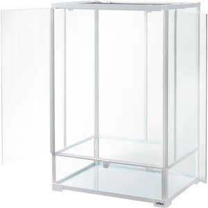 OiiBO 2-in-1 Glass Screen & Mesh Ventilation Double Hinge Door Reptile Terrarium, Large, 55-gal, White