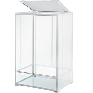 OiiBO 2-in-1 Glass Screen & Mesh Ventilation Double Hinge Door Reptile Terrarium, Large, 55-gal, White